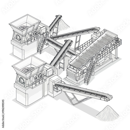 Detailed illustration of industrial machinery for processing materials.
