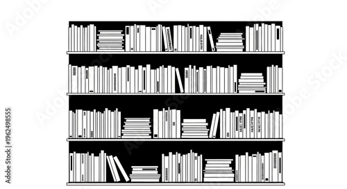 A large collection of books on shelves.