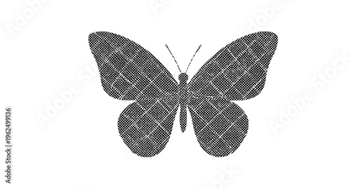 Geometric dotted butterfly vector with diamond pattern wings minimal dotwork insect design isolated on white