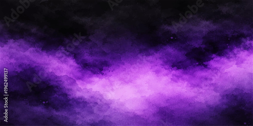 Deep Purple and Black Watercolor Abstract Gradient Background Vector Illustration