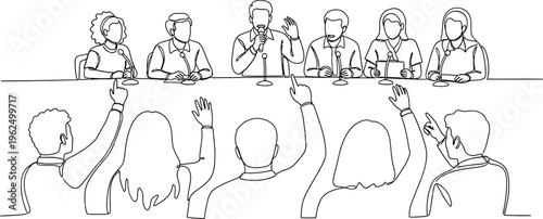 Business people voting and discussing