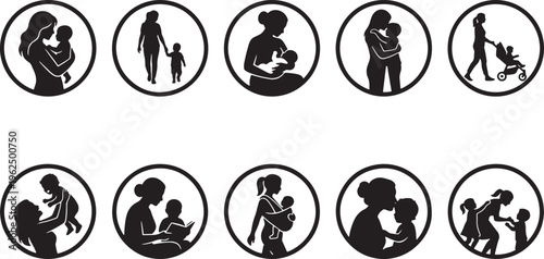 Of diverse people performing various activities and sports in monochrome silhouettes