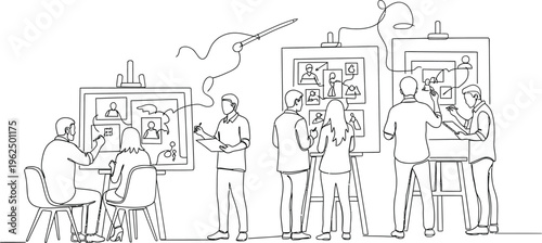 people in a cafe, illustration