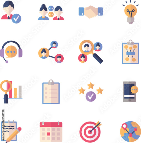 Business and Human Resources Flat Icons Set