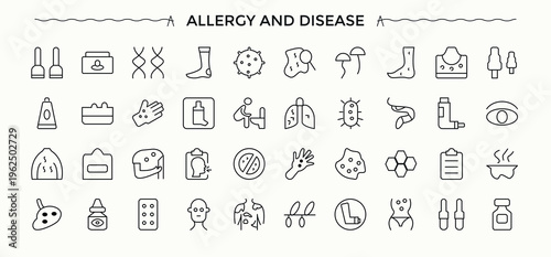Allergy And Disease icon. Asthma icon set. Featuring disease, medicine, allergen, pollen, medical, allergic and more. Vector artwork and illustration.