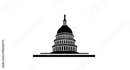 United States Capitol dome silhouette logo vector with clean minimal design isolated on white background