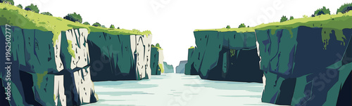 A canyon with a river isolated vector style