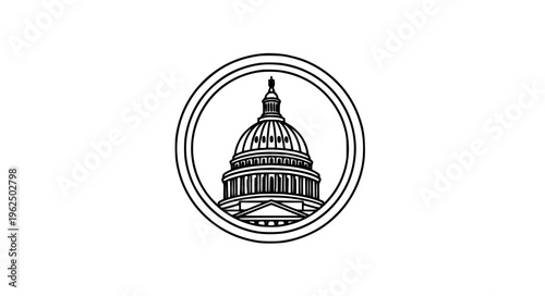 Capitol Hill dome circular badge logo vector with modern minimal style for government and civic branding isolated on white