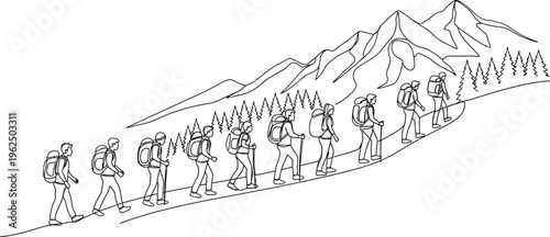 hiking group mountain trekking