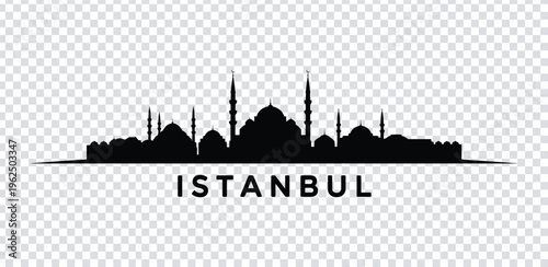 Photography Vector illustration black silhouette of istanbul city skyline with minarets and
