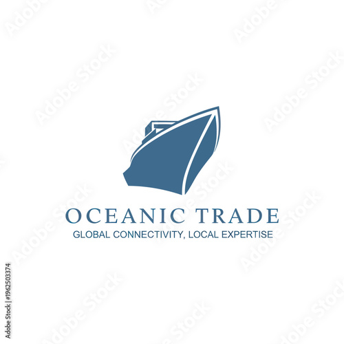 Blue Ship Icon for Oceanic Trade, Global Connectivity, and Local Expertise.