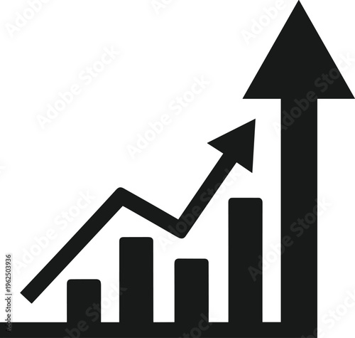 Business growth chart arrow increasing bars statistic data finance success report.