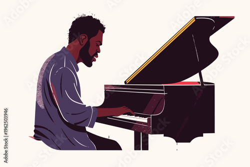 black man playing on piano stock image isolated vector style