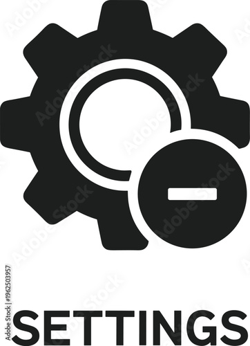 Gear icon with minus sign representing system settings adjustment and removal of configurations.