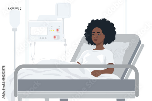 black woman in medical bed stock image isolated vector style