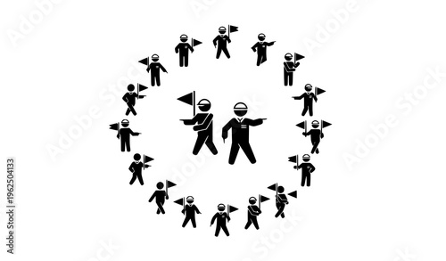 Geometric tour guide flag icons black and white travel direction symbol collection vector design