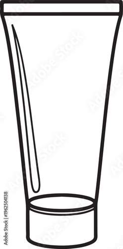 Black outline of a squeeze tube with a cap also transparent background container packaging cosmetic