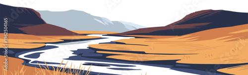 dry river isolated vector style