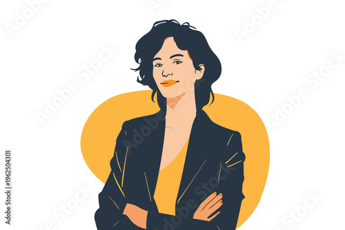 happy woman in business suit stock image isolated vector style