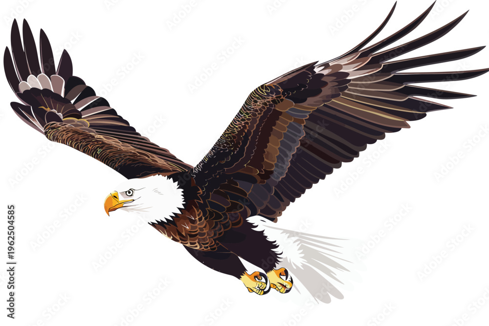 Obraz premium Majestic Bald Eagle in Flight stock image isolated vector style