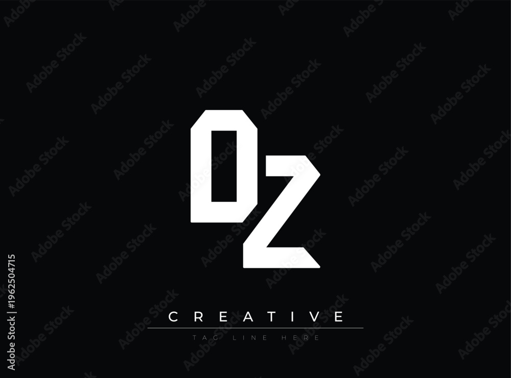 Fototapeta premium Modern stylized number zero two logo design with creative tagline placeholder