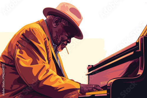 old man playing on piano stock image isolated vector style