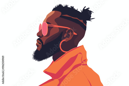 Portrait of a fashionable black man Retro futuristic isolated vector style