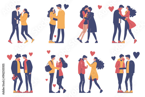 romantic couples set stock image isolated vector style