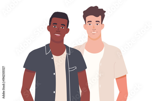 romantic gay men interracial couple stock image isolated vector style