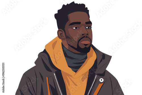 sad black man stock image isolated vector style