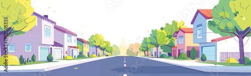 sunrise street suburb isolated vector style