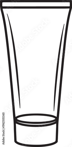 Simple black and white line of an empty glass tumbler with a thick rim and base also transparent background