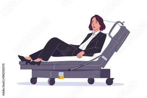 woman in business suit in medical bed stock image isolated vector style