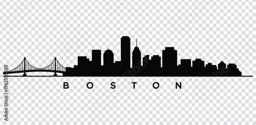 Vector illustration boston city skyline silhouette with bridge