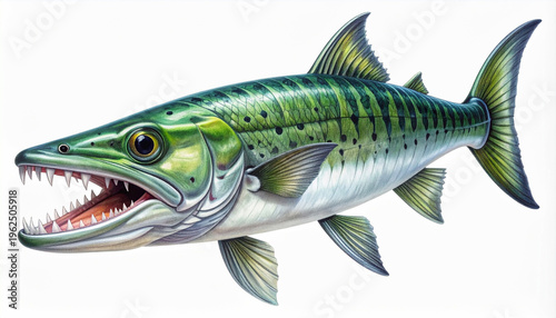 Detailed great barracuda illustration - zoological art