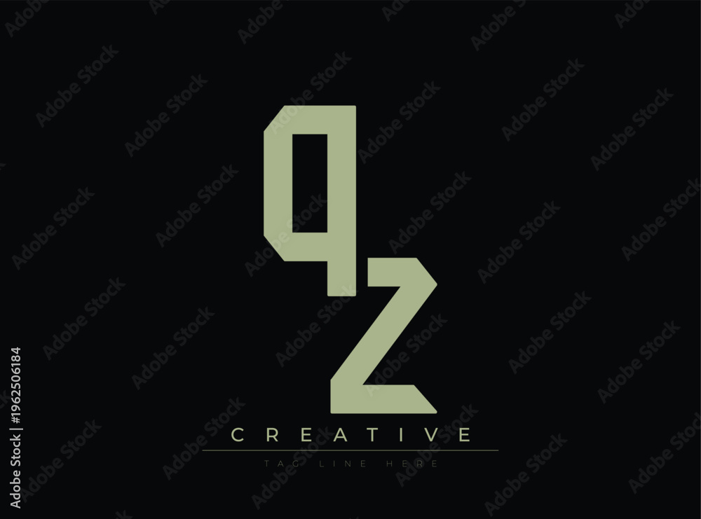 Obraz premium Modern Minimalist Letter QZ Creative Logo Design Style Typography