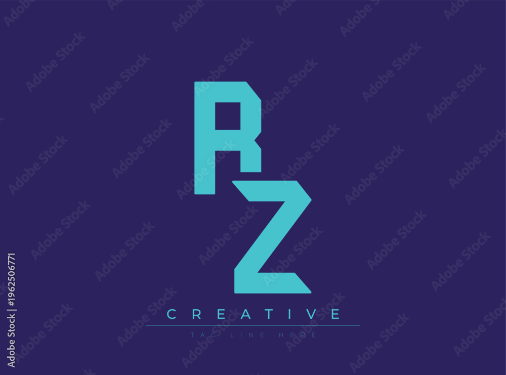 Fototapeta premium Modern stylized letter R and Z logo design with creative tagline placeholder