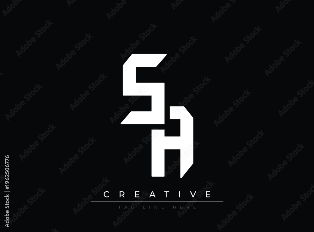 Obraz premium Modern stylized white monogram letters S and H logo design