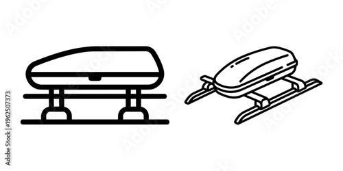 Car Roof Rack and Aerodynamic Cargo Box Vector Icon Set