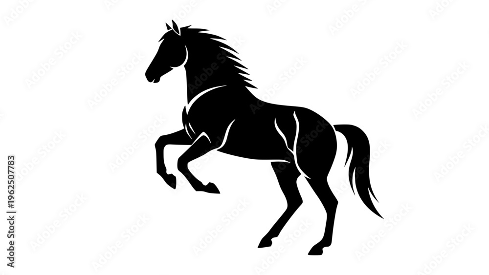 Obraz premium Horse silhouette on white background. Flat vector illustration for logo or other design. Transparent background SVG version.
