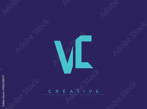 Modern stylized VC logo design with creative tagline placeholder
