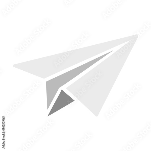 Paper plane icon, send message symbol, minimal email communication vector illustration on transparent background