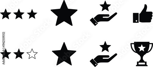 Icon set of stars ratings and awards symbols for feedback and recognition