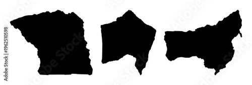 Map set with folded silhouette composed of lines and shading featuring travel, geography, navigation with simplicity and precision