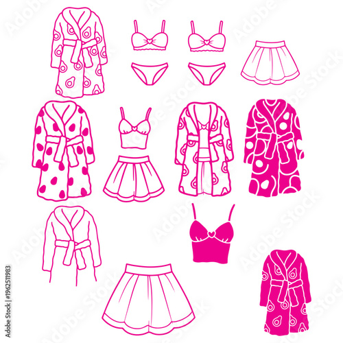 Men and Women Nightwear Silhouettes - Underwear, Shorts, and Sleepwear Clothing Pack