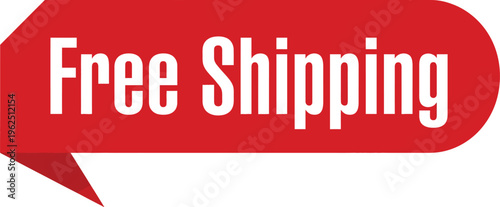 Red free shipping banner vector, promotional delivery tag for e-commerce, commercial shipping offer label with white typography