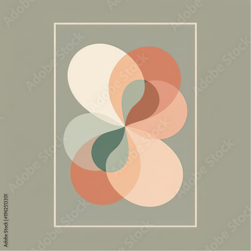 Emotional Boundaries as flowing forms respecting a clear surrounding border, muted pastel colors with restrained palette, symbolizing healthy separation and self-awareness.eps