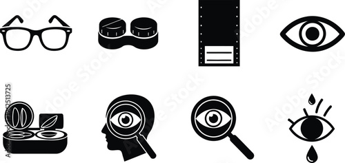 Icon set eye care and vision symbols
