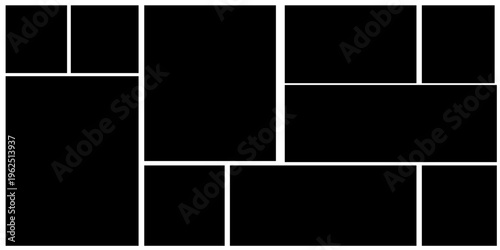 Mosaic collage pictures collection. Collage mood board grid template. Set of presentation backgrounds. Photo layout. Album Gallery banner vector illustration.eps,10