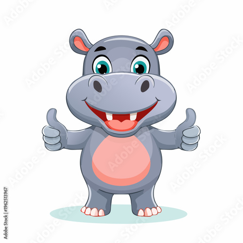 niedliches Nilpferd, Daumen hoch